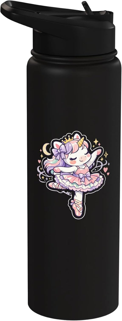 Botella de agua aislada unicornio bailarina acero inoxidable