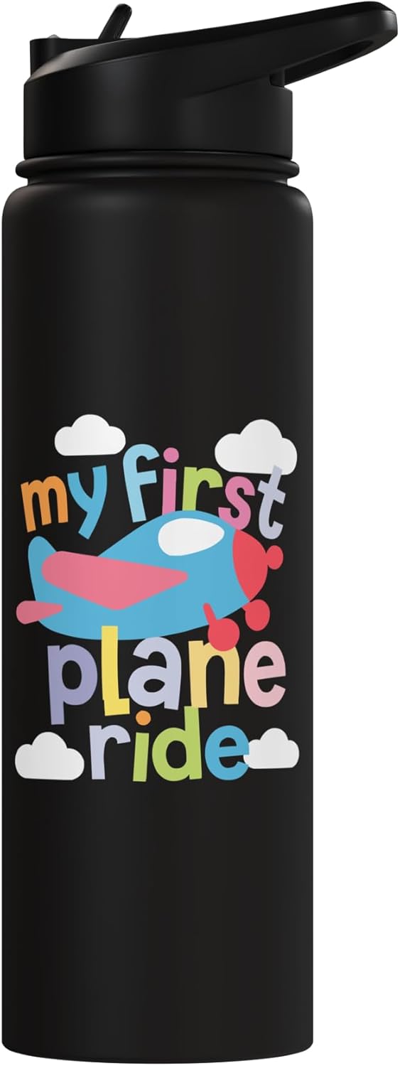 Botella agua acero inox aislada primer vuelo bebé