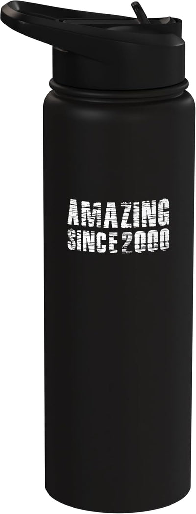 Botella de agua acero inoxidable sin BPA con letra blanca retro