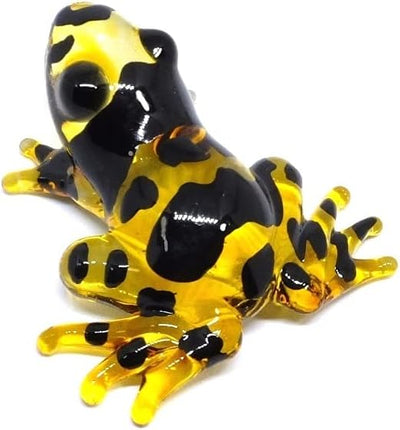 Figura rana venenosa vidrio soplado 2pulg bandas amarillas