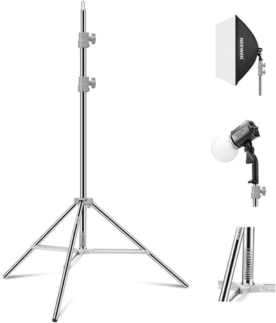 Soporte luz acero inox 190cm trípode plegable resistente