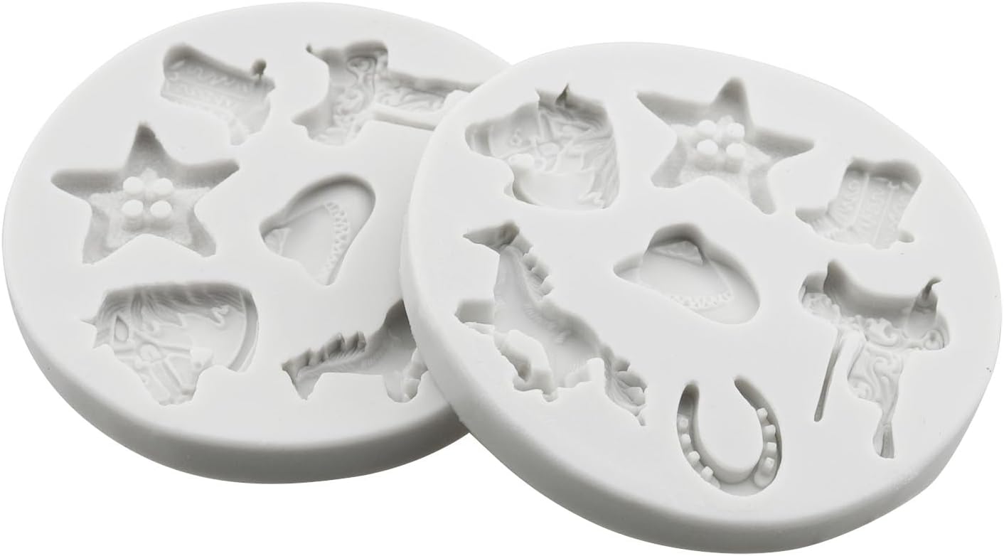 Moldes de goma para cupcakes estilo vaquero blanco