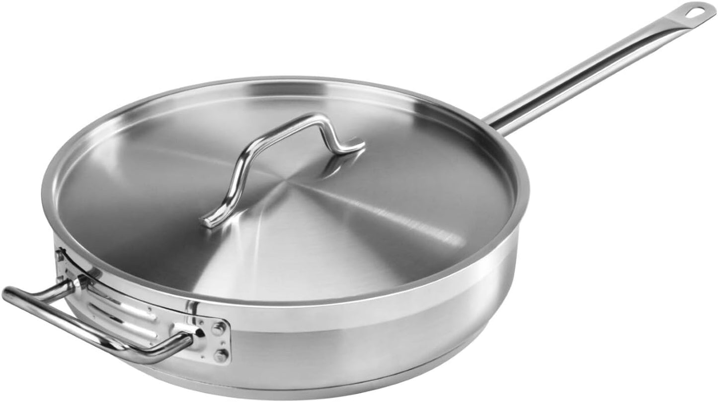 Sartén Acero Inox 7qt Con Tapa Profundidad 3.5pulg