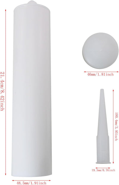 Tubo sellador plástico vacío 10.1oz aplicador calafateo blanco
