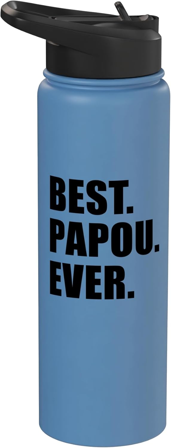 Botella de agua acero inoxidable aislada Papou Ever griega