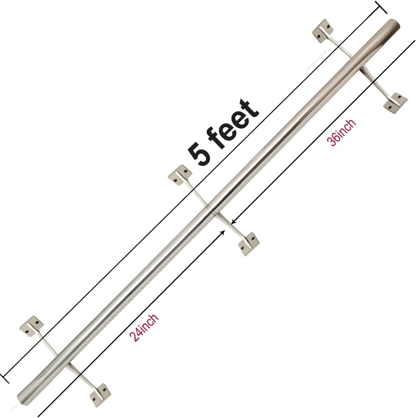 Kit riel barra acero inox 5ft accesorios montaje pared piso