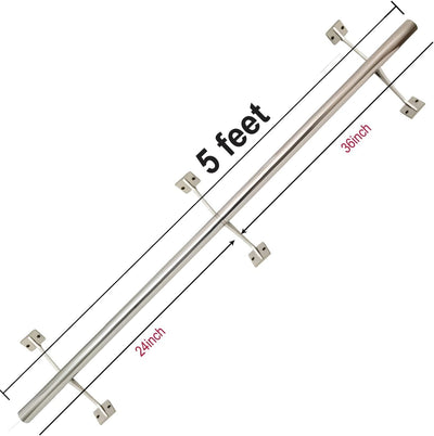 Kit riel barra acero inox 5ft accesorios montaje pared piso