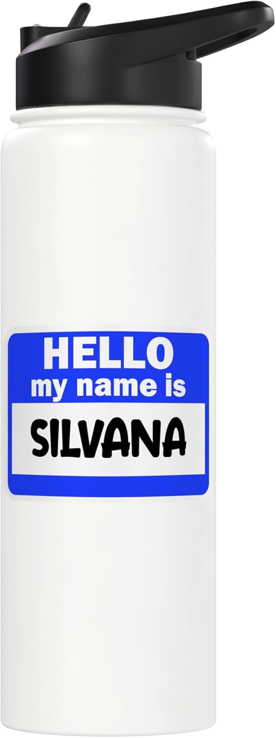Botella de agua aislada de acero inoxidable con nombre Silvana