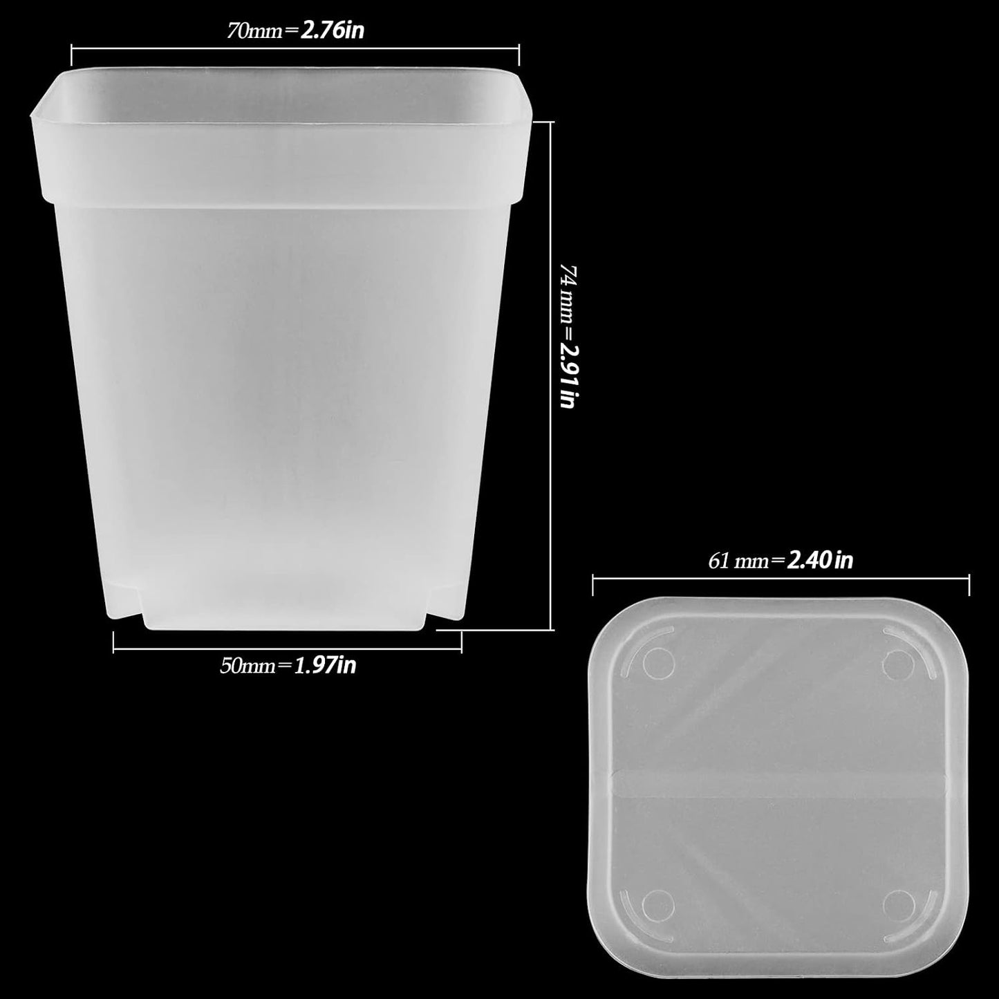 100 Macetas Plástico 3pulg Transparentes con Orificio Drenaje