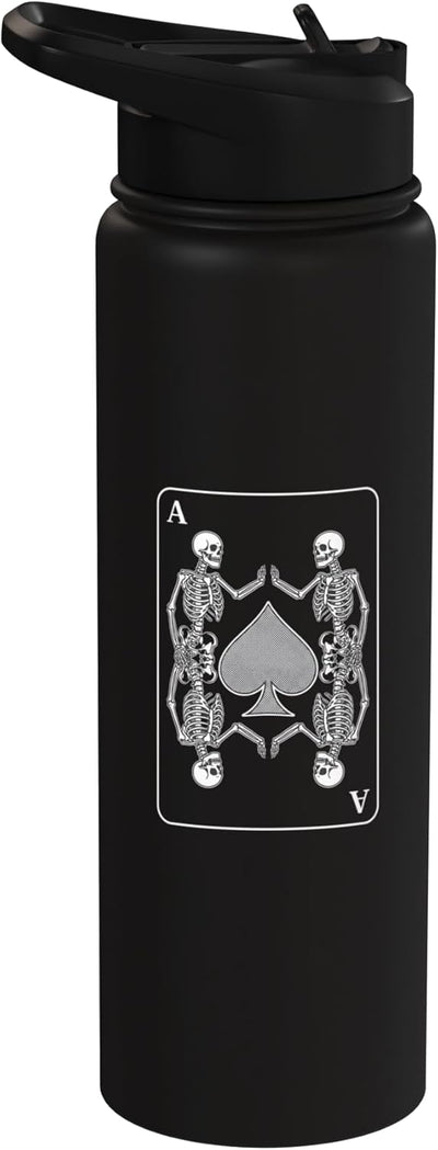 Bottella de agua acero inoxidable diseño esqueleto cartas Ace of Spades