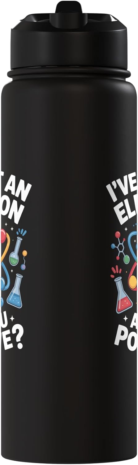 Botella de agua aislada de acero inoxidable con chiste científico