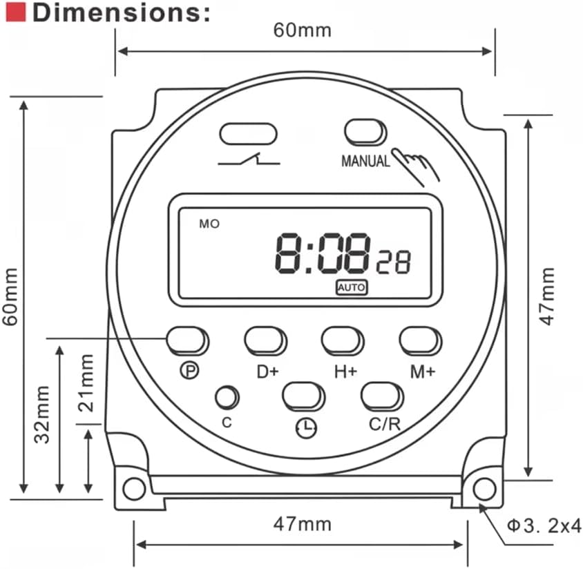 Interruptor temporizador 12V CA/CC 200-250V 16A salida digital LCD