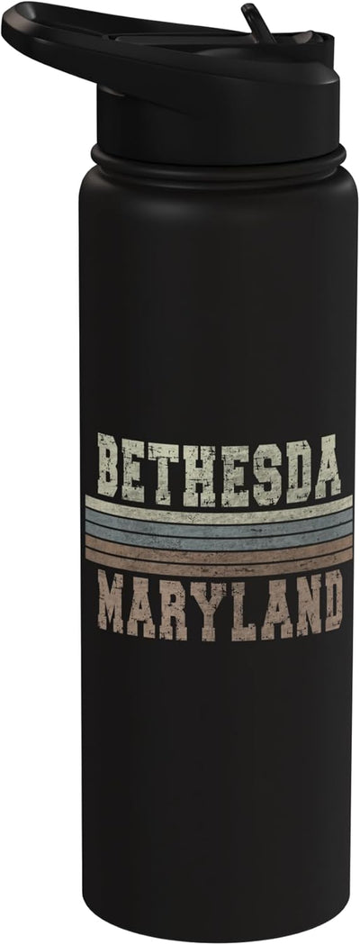 Botella de agua acero inoxidable Bethesda Maryland retro