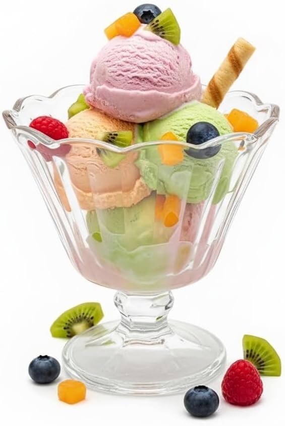 Vasos de vidrio vintage para postre, helado, frutas y aperitivos