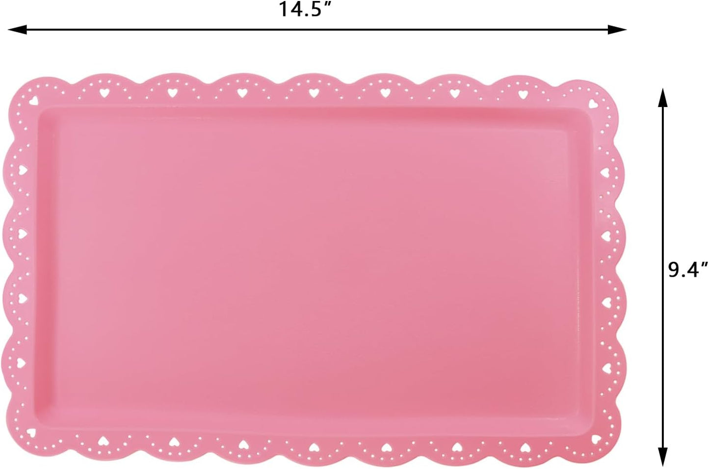 4 Pzas Bandejas Plástico Servir 14.5x9.4pulg Rosa