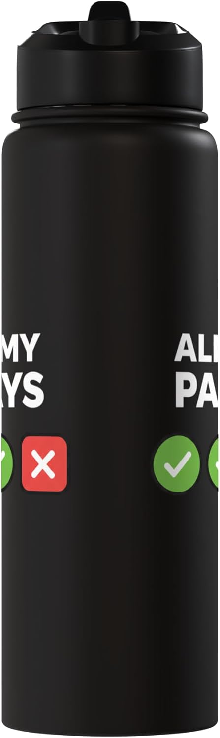 Botella de agua acero inoxidable aislada para niños con chistes de apuestas