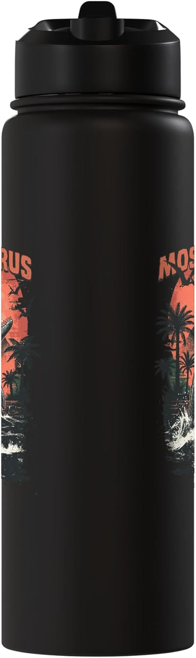 Botella de agua aislada retro de acero inoxidable Mosasaurus Sea Rex