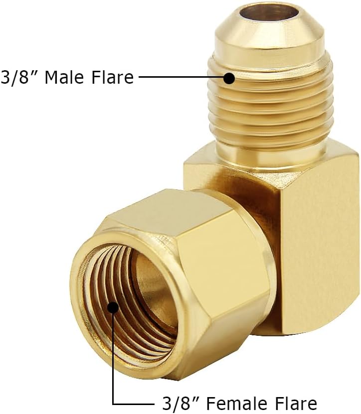 Codo 90° para calentador gas 3/8pulg conector latón 3/8pulg set 2