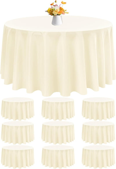 20 Pzas Toalla Mesa Beige 90x156 y 120pulg Redonda Poliéster