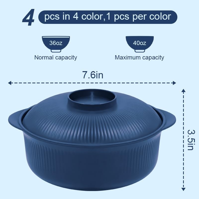 Set 4 Cuencos Irrompibles Azul Marino Sin BPA Antiderrap