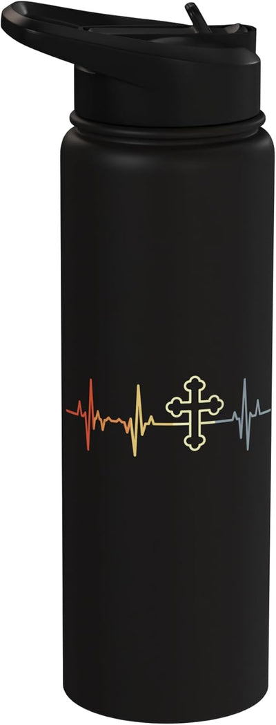Bottella de agua aislada cristiana en acero inoxidable