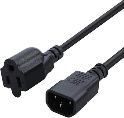 Paquete 2 cables adaptador IEC 320 C14 a NEMA 5-15R tipo B negro