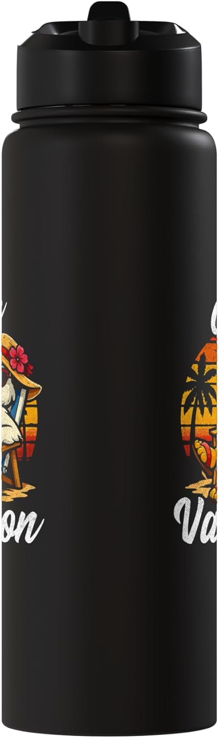 Botella de agua acero inoxidable aislada mujer vacaciones