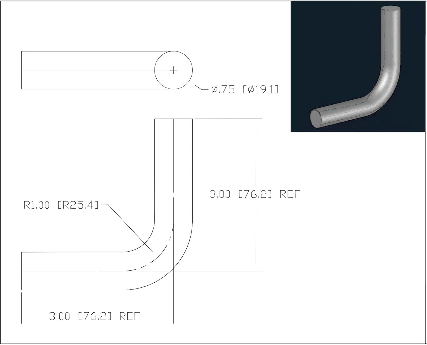 Soporte brazo acero 90° 3/4" acabado molino