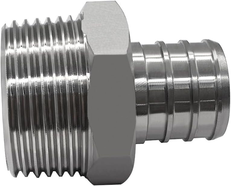 Adaptador manguera PEX acero inox 1/2 a conector GHT 3/4