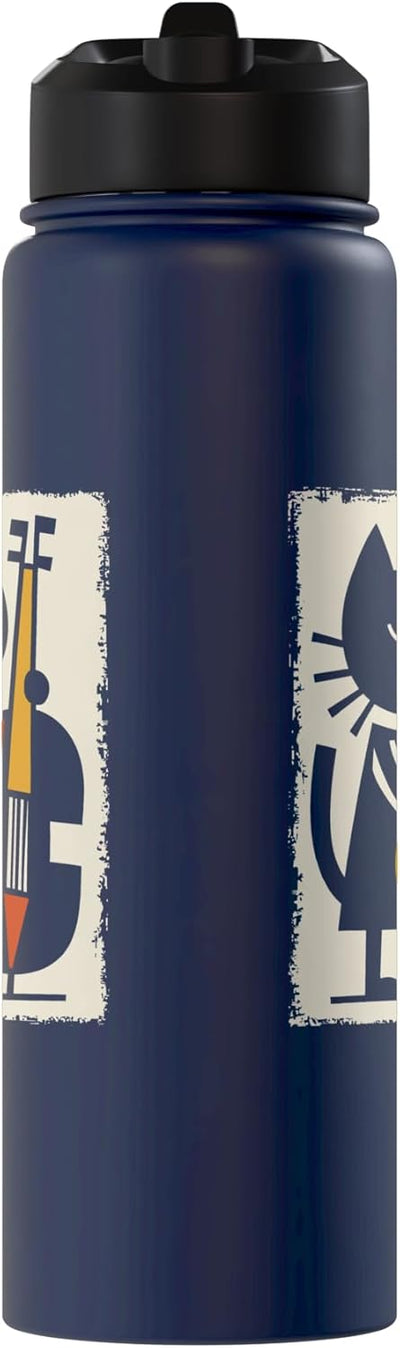 Botella agua acero inox aislada arte gato jazz