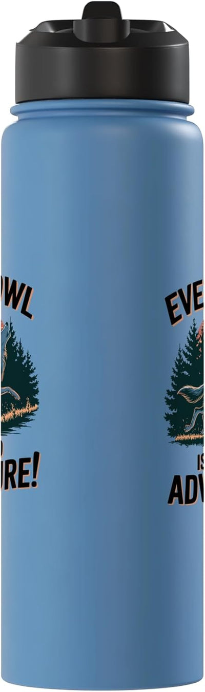 Botella agua acero inox aislada con diseño lobo