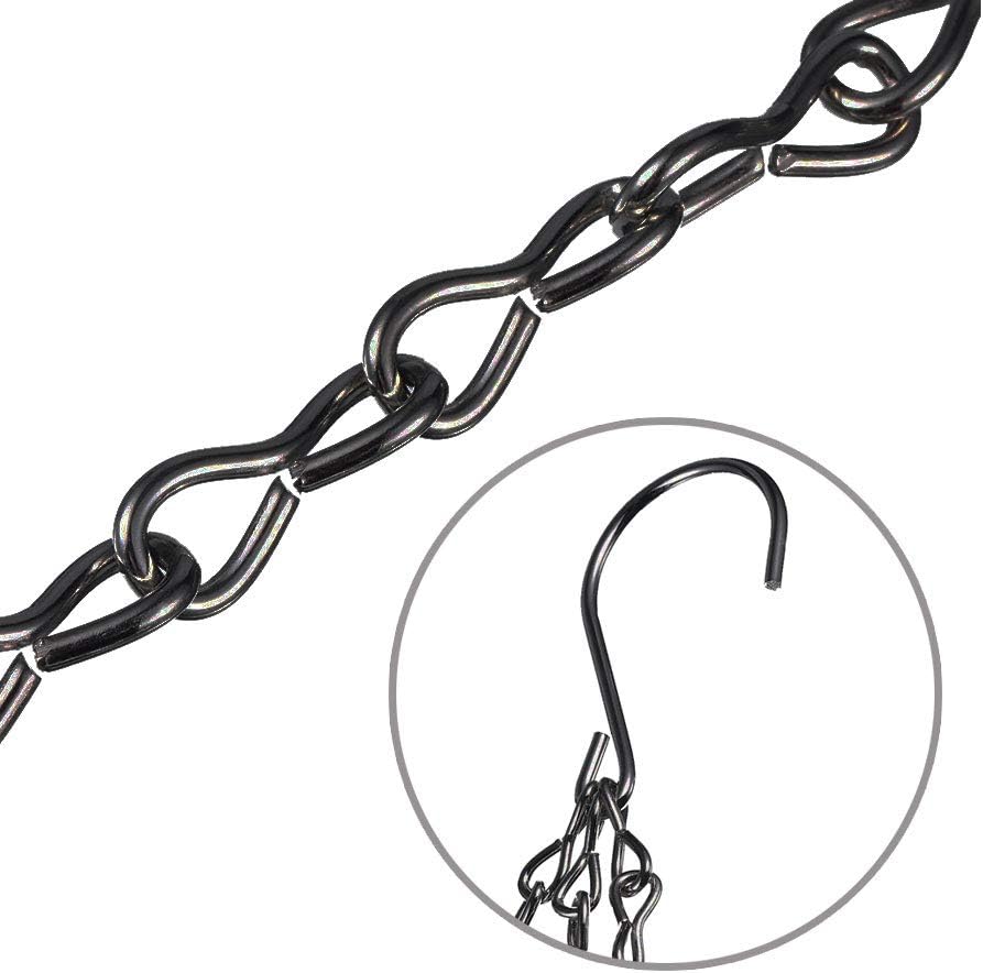 4 Cadenas Colgantes 24pulg con Ganchos para Macetas Negro