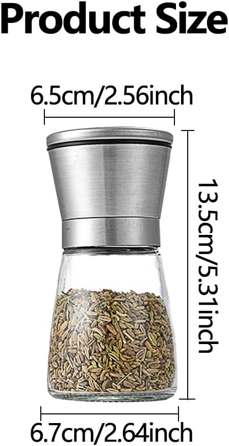Molinillo manual de sal o pimienta con cuchillas cerámicas ajustables
