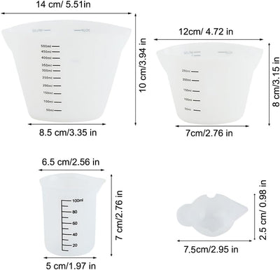 6 Pzas Tazas Medidoras Silicona Forma V para Resina Epoxi Chocolate