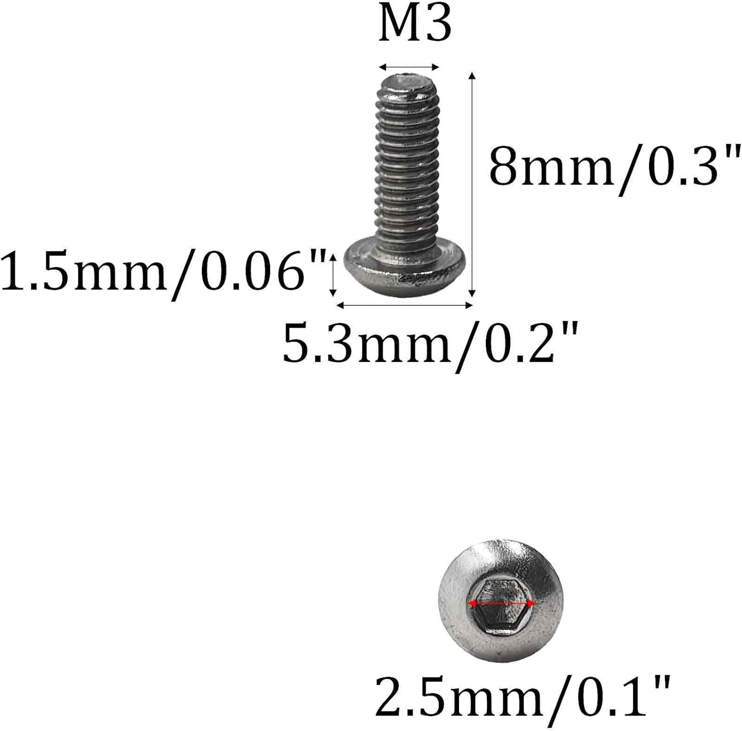 Set 100 Tornillos Acero Inox M3x8mm