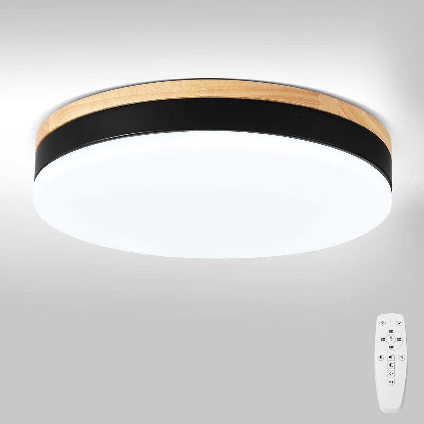 Lámpara techo LED madera control remoto 3CCT cocina