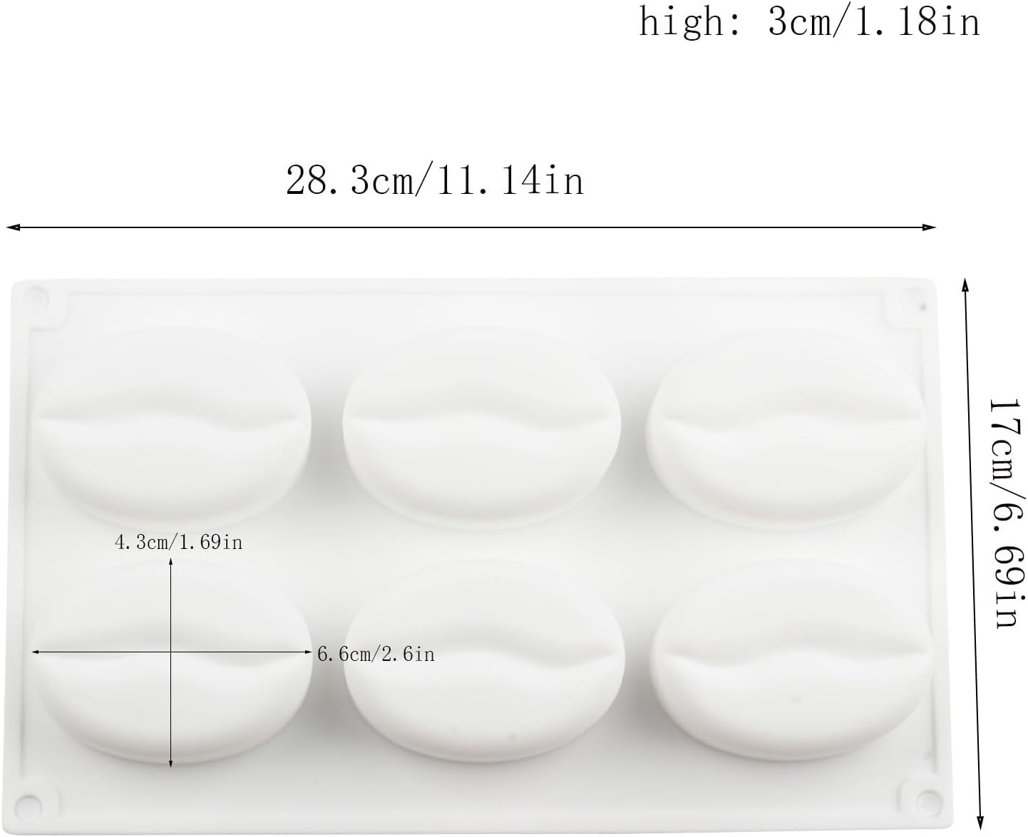 Moldes de silicona para grano de café con 6 cavidades