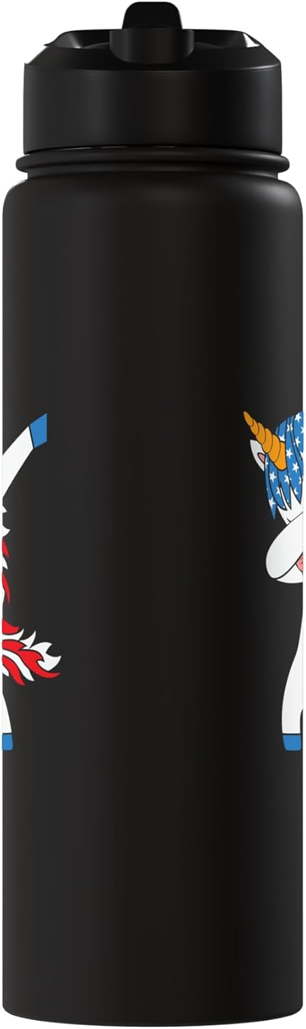 Botella agua acero inox aislada bandera estadounidense