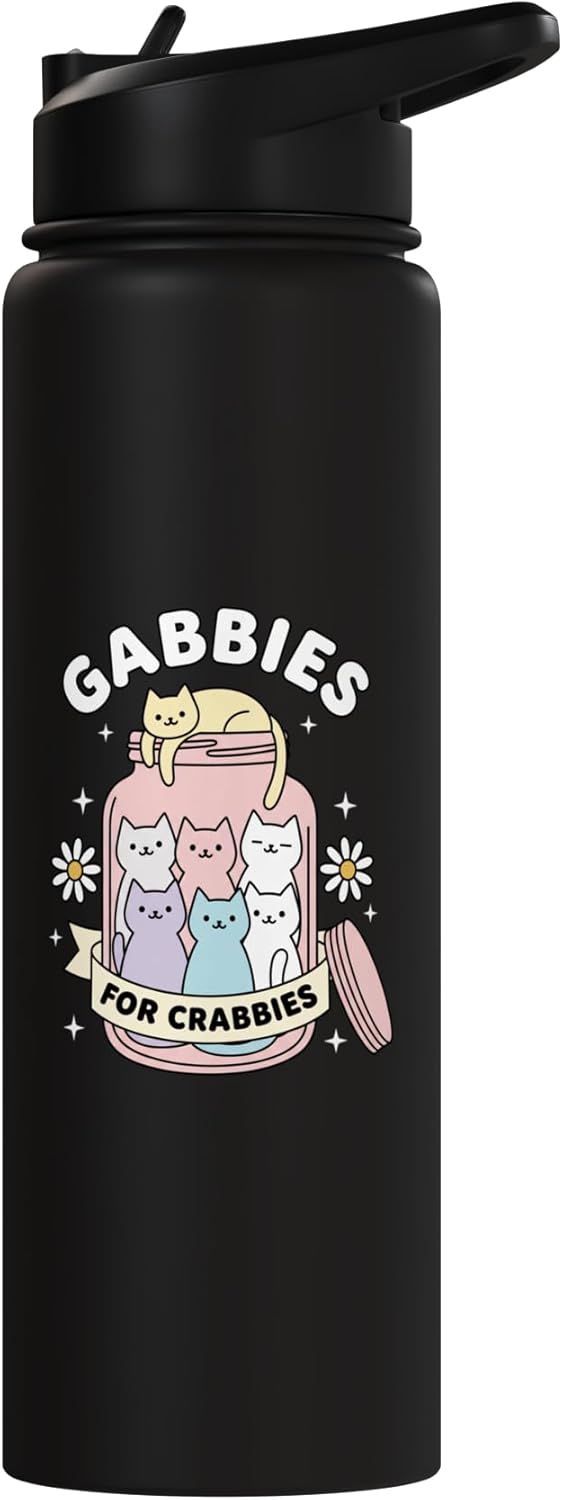 Botella de agua aislada para niños con gatos de acero inoxidable