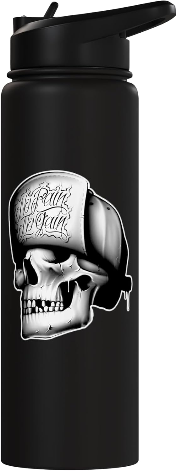 Botella agua aislada acero inox Skull Punk No Pain No Gain