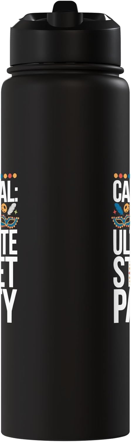 Botella de agua acero inoxidable aislada samba carnaval brasil