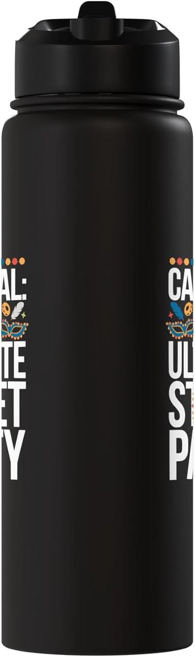 Botella de agua acero inoxidable aislada samba carnaval brasil