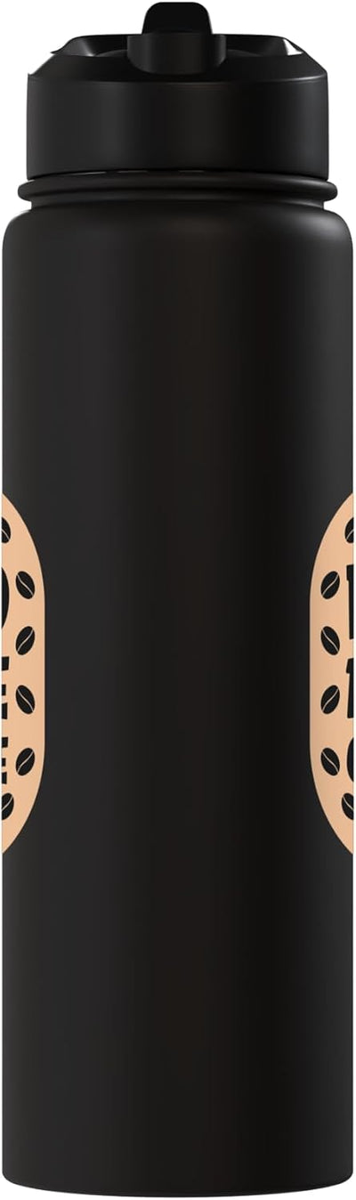 Bote de agua acero inoxidable para amantes del café con frase divertida