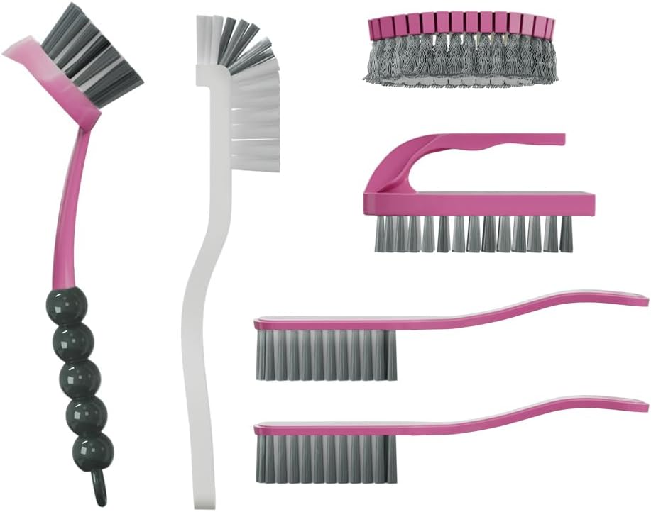 Set 6 Cepillos Limpieza Cocina Baño Uso Doméstico Morado