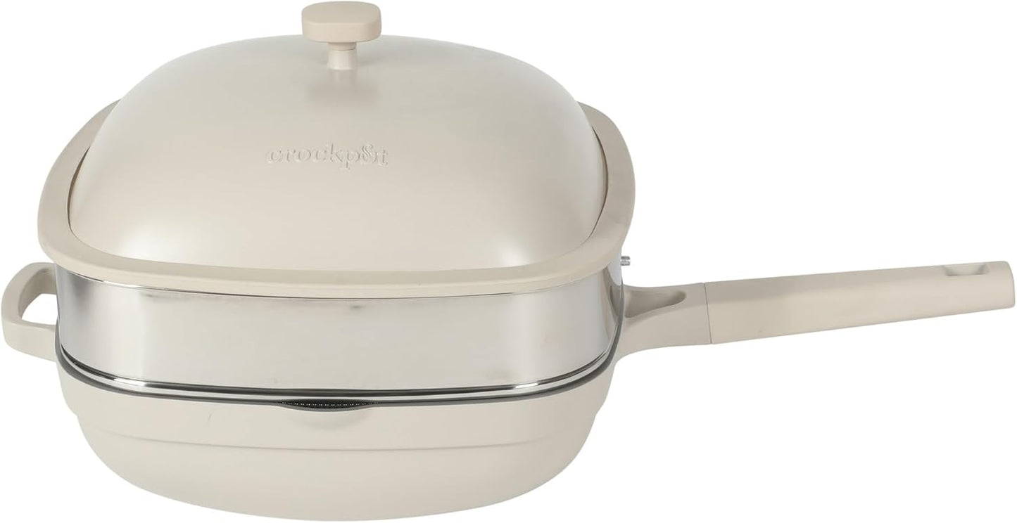 Sartén cerámica 5.3qt con cesta vapor tapa aluminio inducción