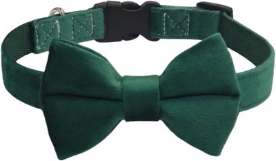 Collar perro con pajarita terciopelo hebilla rápida L verde