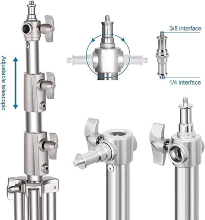 Soporte trípode acero inox 9.5pies adaptador estudio foto