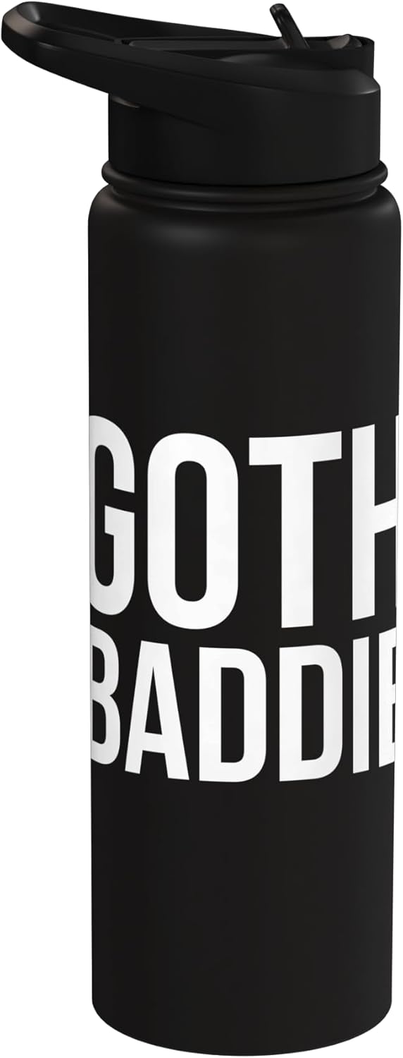Botella agua acero inox aislada estilo goth baddie