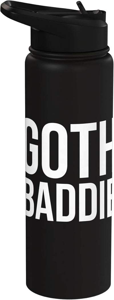 Botella agua acero inox aislada estilo goth baddie