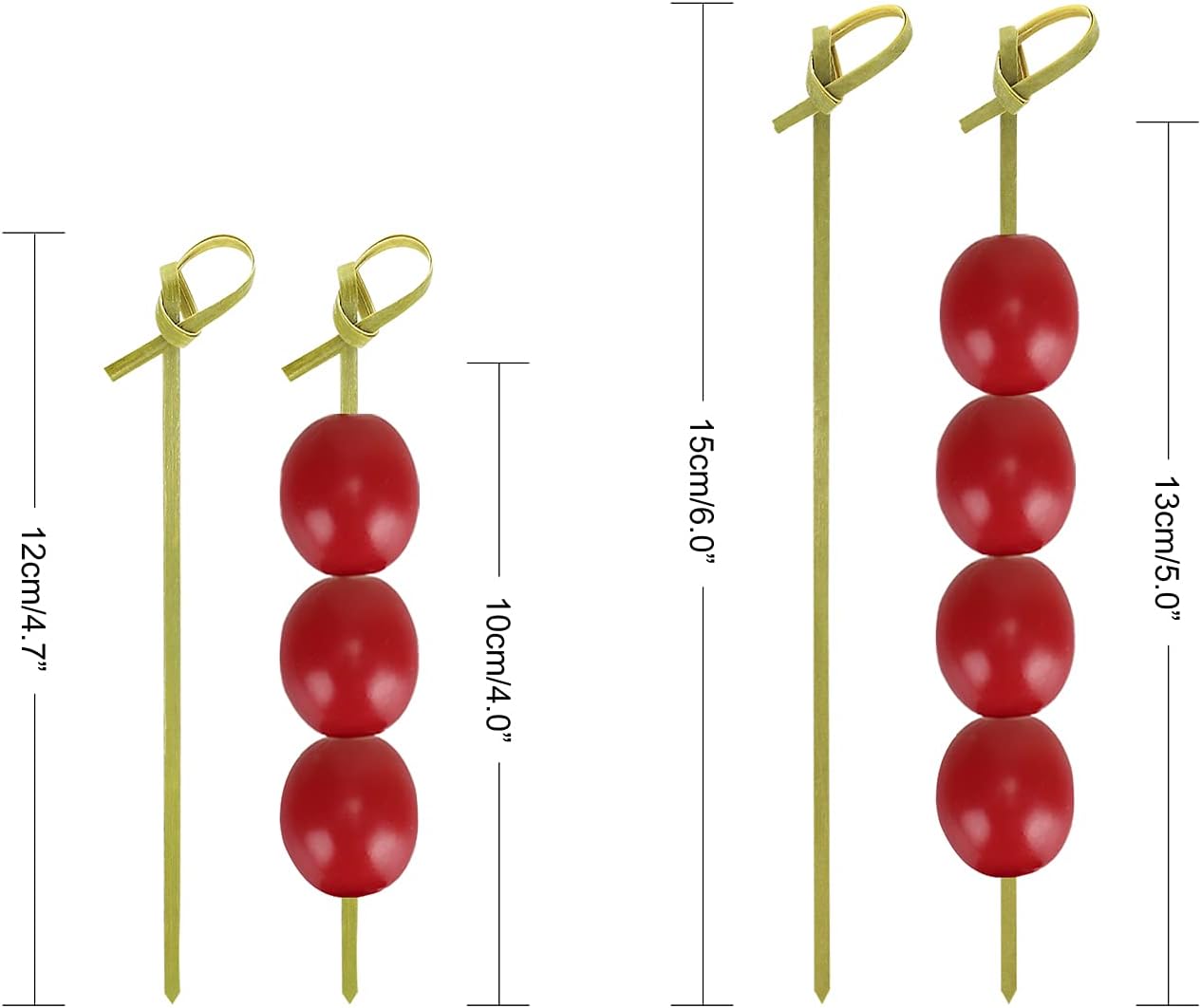 200 Palillos Bambú 4.7pulg para Aperitivos y Fiesta